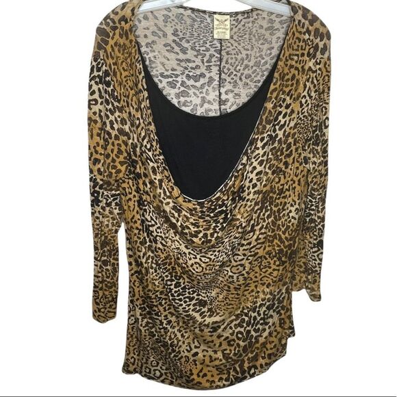 Faded Glory Animal Print Layered Top - Picture 1 of 6